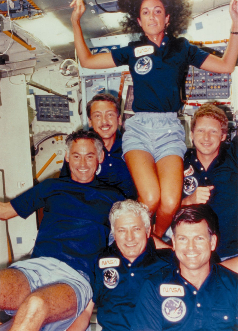 Space History Photo: STS-41D Crew Enjoying Space
